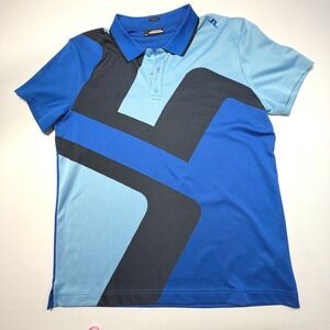 J.Lindeberg Santo Slim Fit Golf Polo Shirt Blue Graphic XXL Performance